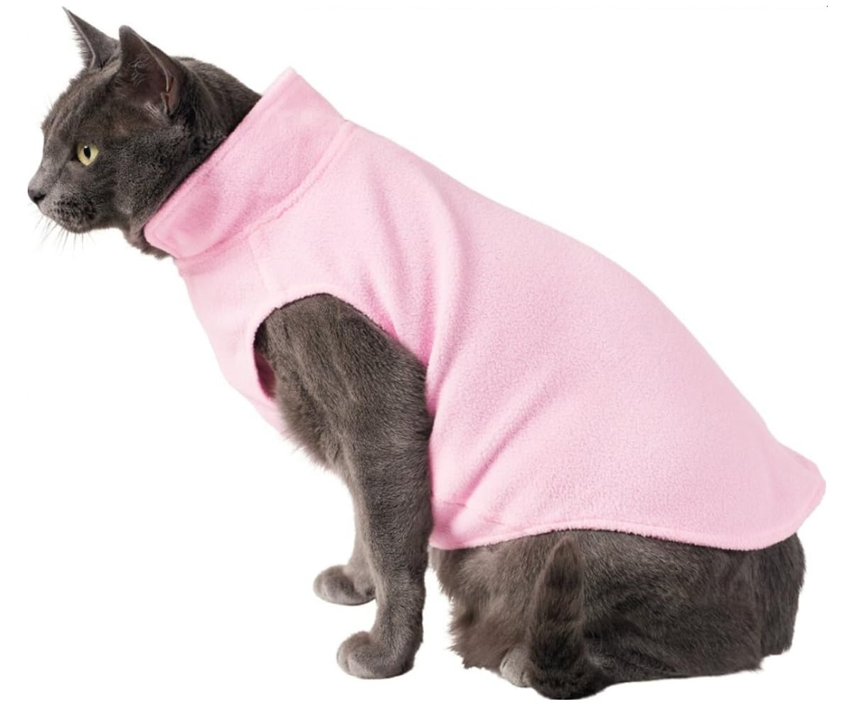 Droolingdog Cat Sweater Fleece Vest Lightweight Cat Clothes For Small Cats Only, Xl, Pink