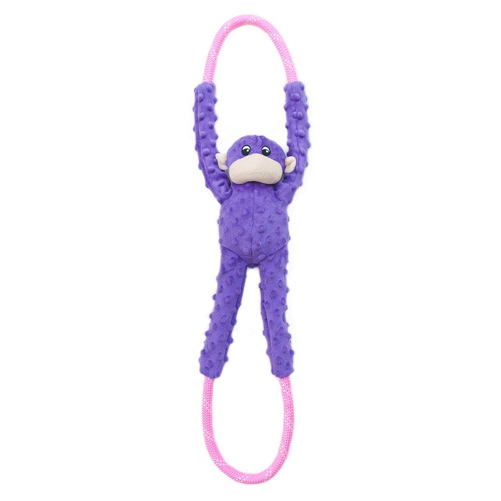 Zippypaws - Ropetugz, Squeaky And Plush Rope Tug Dog Toy - Monkey, Purple