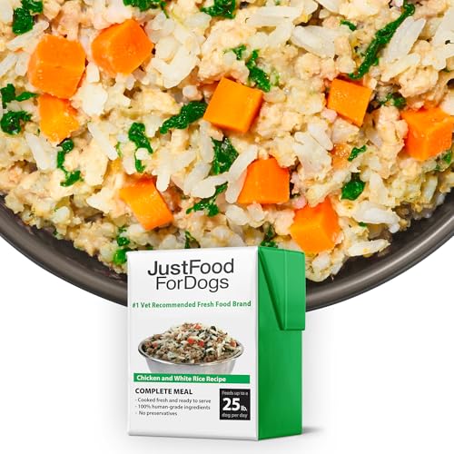 JustFoodForDogs Pantry Fresh Wet Dog Food, Complete Meal or Topper, Chicken & White Rice Human Grade Recipe  12.5 oz (Pack of 6