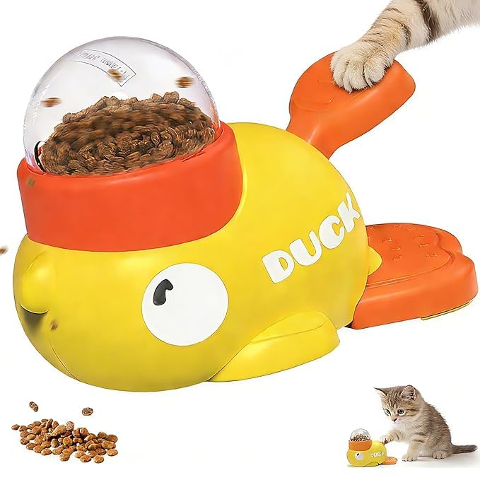 Buszbo Dog Interactive Treat Dispenser Toy, 2In1 Duck Shaped Slow Feeder, Dog Food Treat Feeding Dispenser, Mentally Stimulati