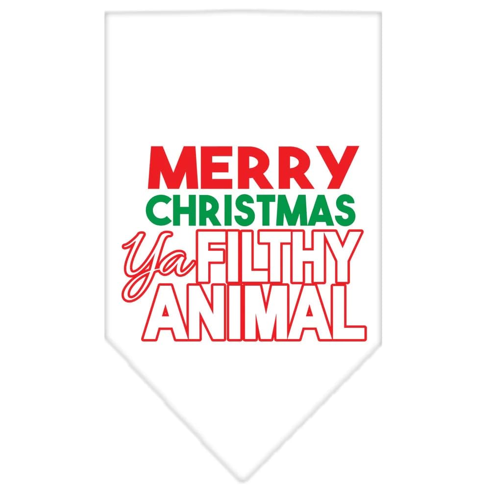 Christmas Pet and Dog Bandana Screen Printed, "Merry Christmas, Ya Filthy Animal" Gray Small