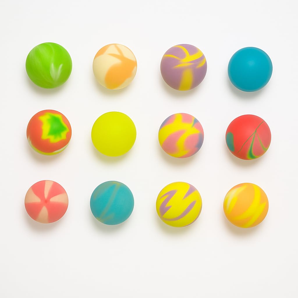 KARTHI7OCT STORE Mini Crazy Bouncing Balls (Pack of 12)  Approx. 30mm MultiDesign HighBounce Rubber Balls for Pets (Dogs, Cat