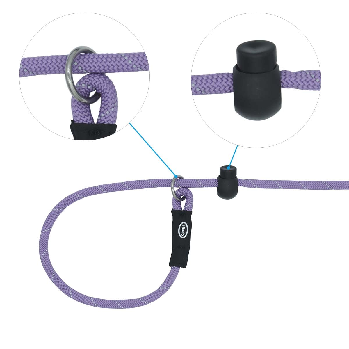 Hiado Slip Lead Dog Leash - Reflective, No Pull, 6ft, Lavender, Polyester, Model GSZ-P-Violescent-6 for Small to Large Dogs