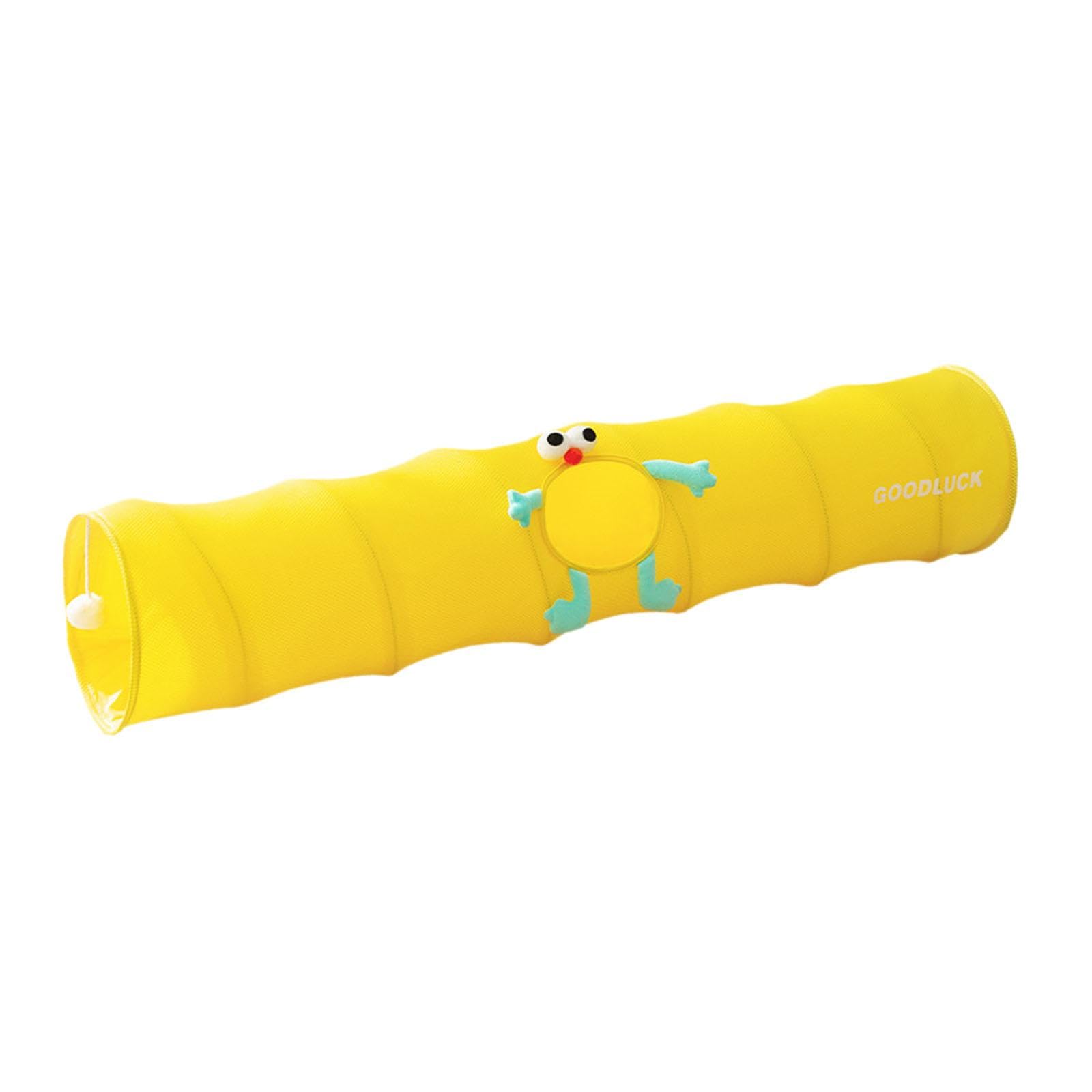 Ujeavette Folding Cat Tunnel Cat Activity Center Rabbit Tunnel For Bunny Kitten Rabbit Yellow L