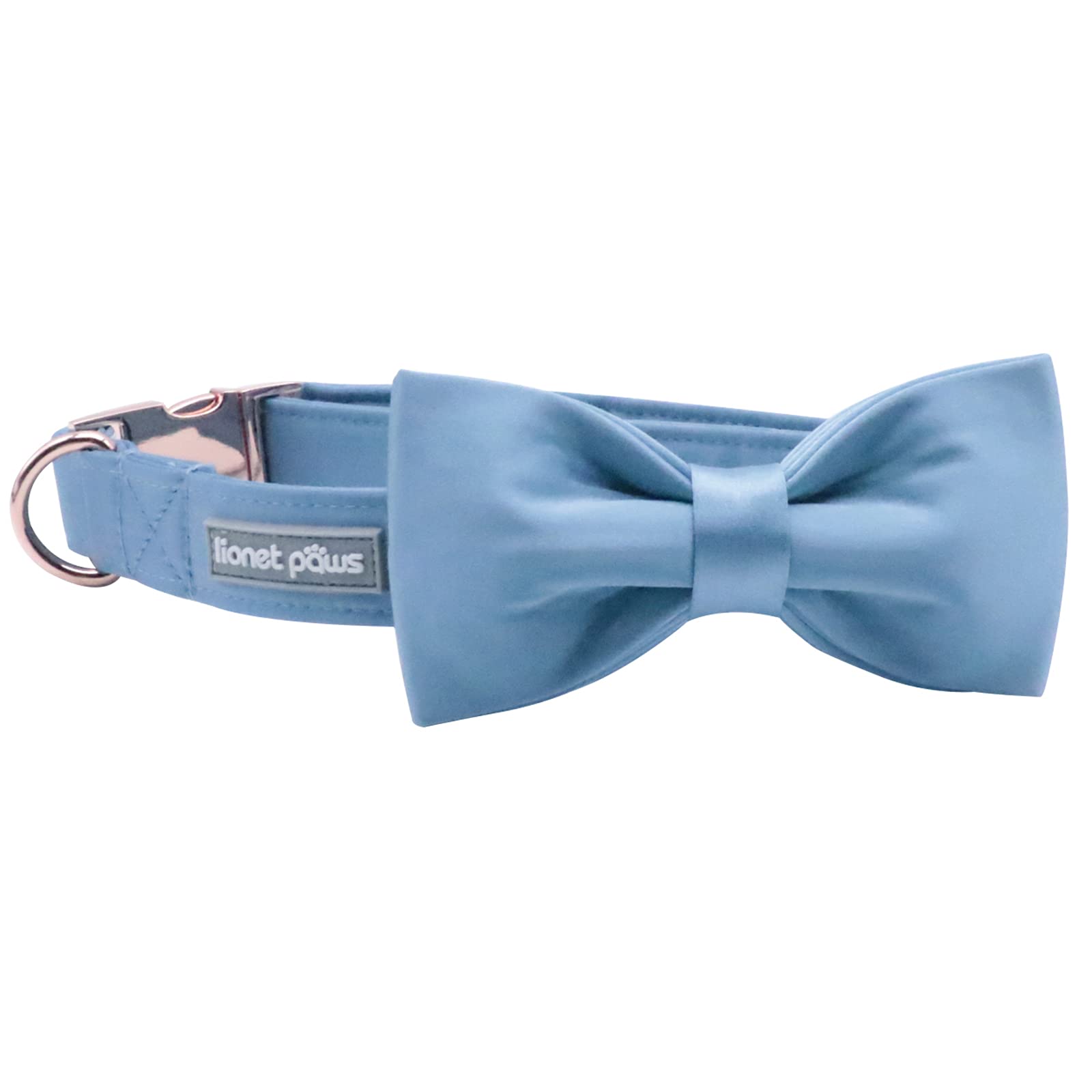 Lionet Paws Bowtie Dog Collar - Comfortable Silk Boy Dog Collar With Detachable Bow Tie For Large Dogs, Neck 16-24 Inches