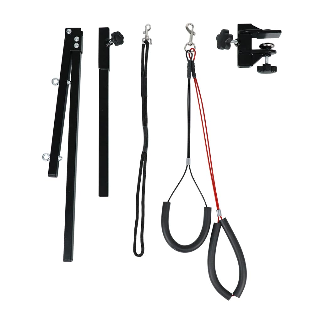 Leibou Foldable Pet Grooming Arm With Clamp, Dog Grooming Loop Noose &Two No Sit Haunch Holder For Medium & Small Pets 36    Hei