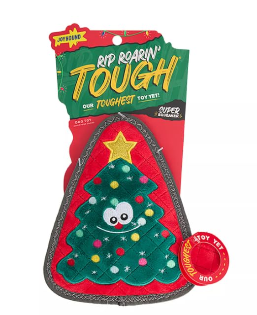 Joyhound Christmas Dog Toy Rip Roarin Tough Plush Christmas Tree Holiday Squeaker Dog Toy - Aggressive Chewers