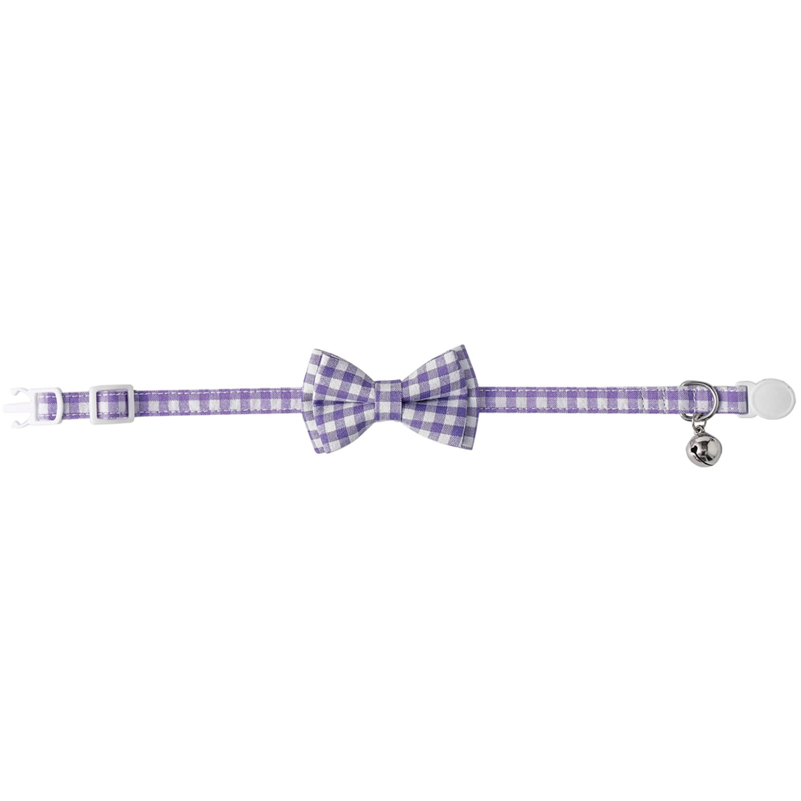 Aiitle Breakaway Cat Collar With Cute Bow Tie And Bell, Detachable Adjustable Safety Collars For Girl Cats And Boy Cats, Kittens, Puppy, Soft Stylish Plaid Patterns Cat Collars,Purple
