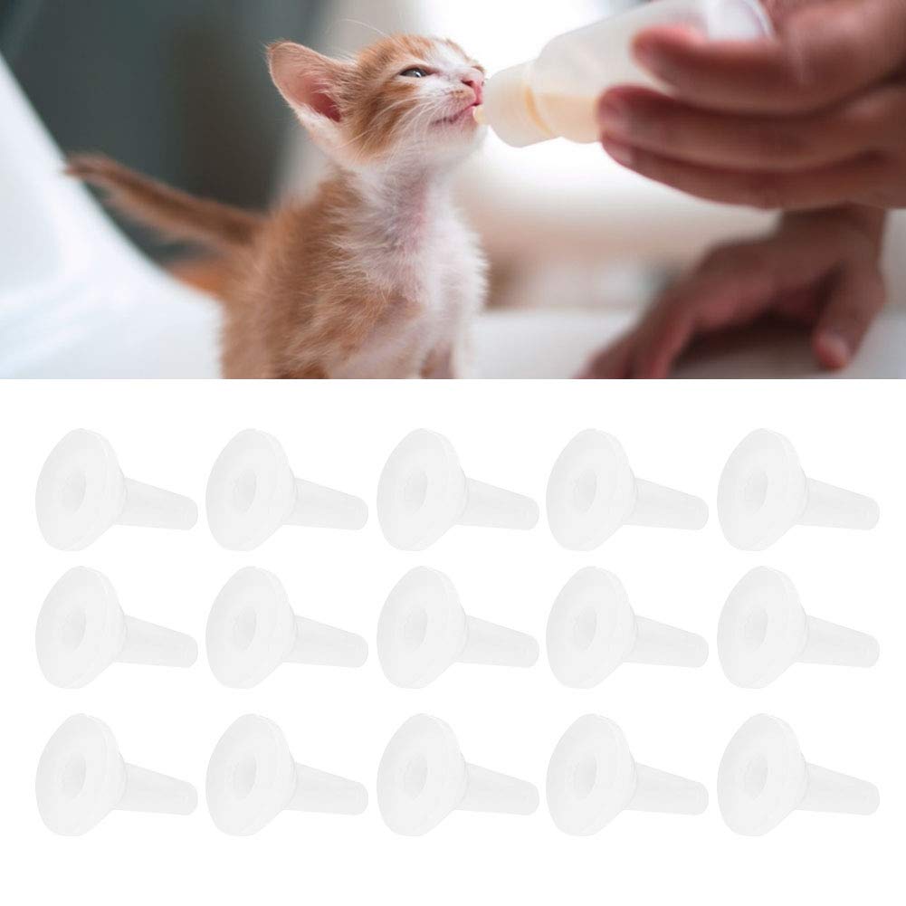 Pet Feeding Bottle Nipples, Pack of 15 Pet Cat Dog Silicone Safety Soft Nurse Feeding Bottle Feeder Nipple Accessory Replacement