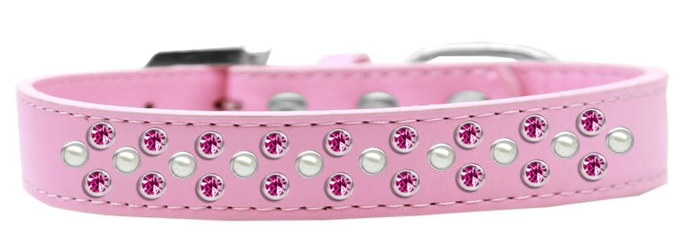 Dog, Puppy & Pet Fashion Collar, Pearl and Bright Pink Crystal Rimsets Sprinkles Light Pink 18