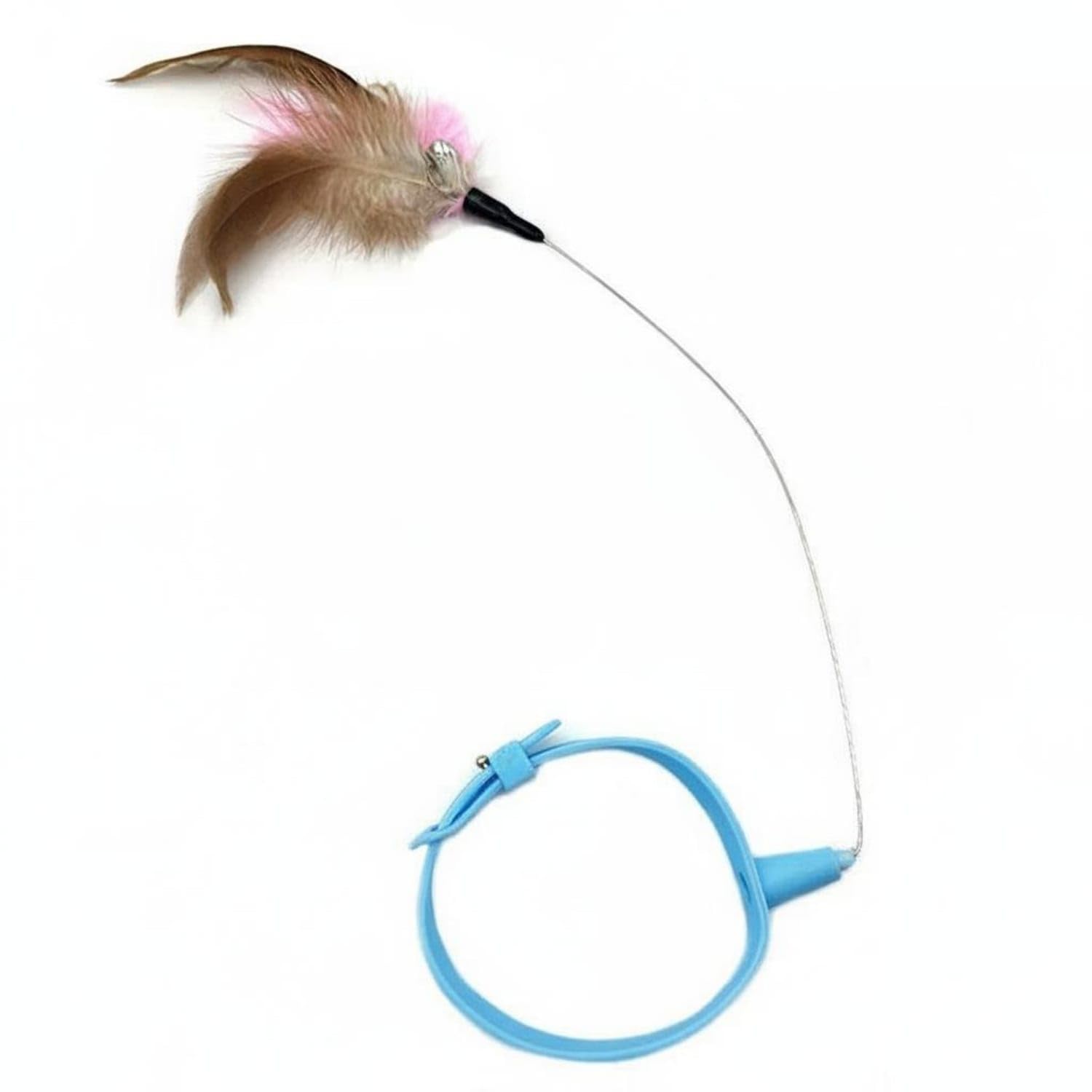 Ecomistiq With Bell Cat Collar Toy ChewResistant Wearable Cat Teaser Stimulates Instincts Wand Collar Promotes Exercise For Ind