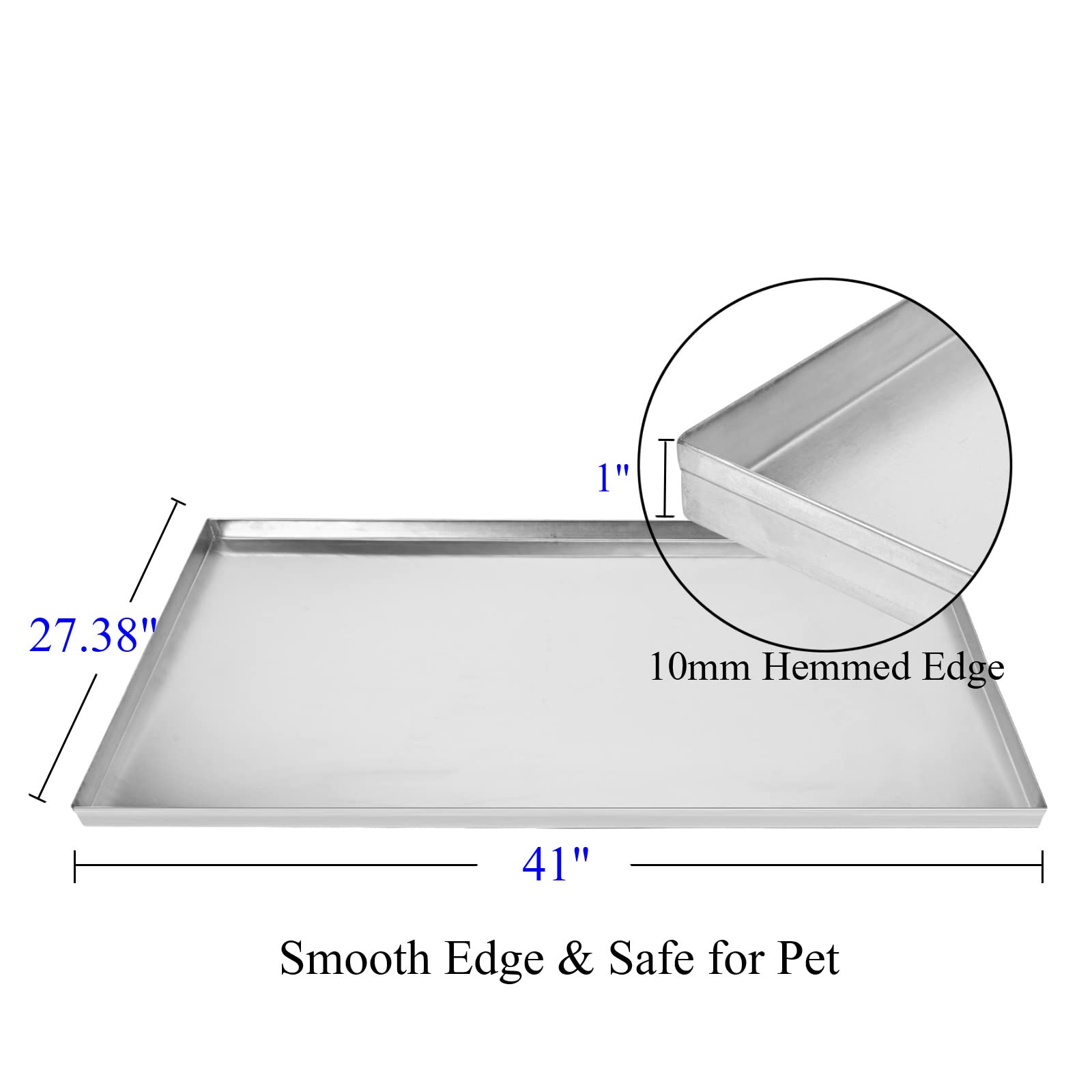 Icitywall 41X27.38X1 Replacement Tray For Dog Crate, Stainless Steel, Chew-Proof And Crack-Proof Dog Kennel Tray Replacement