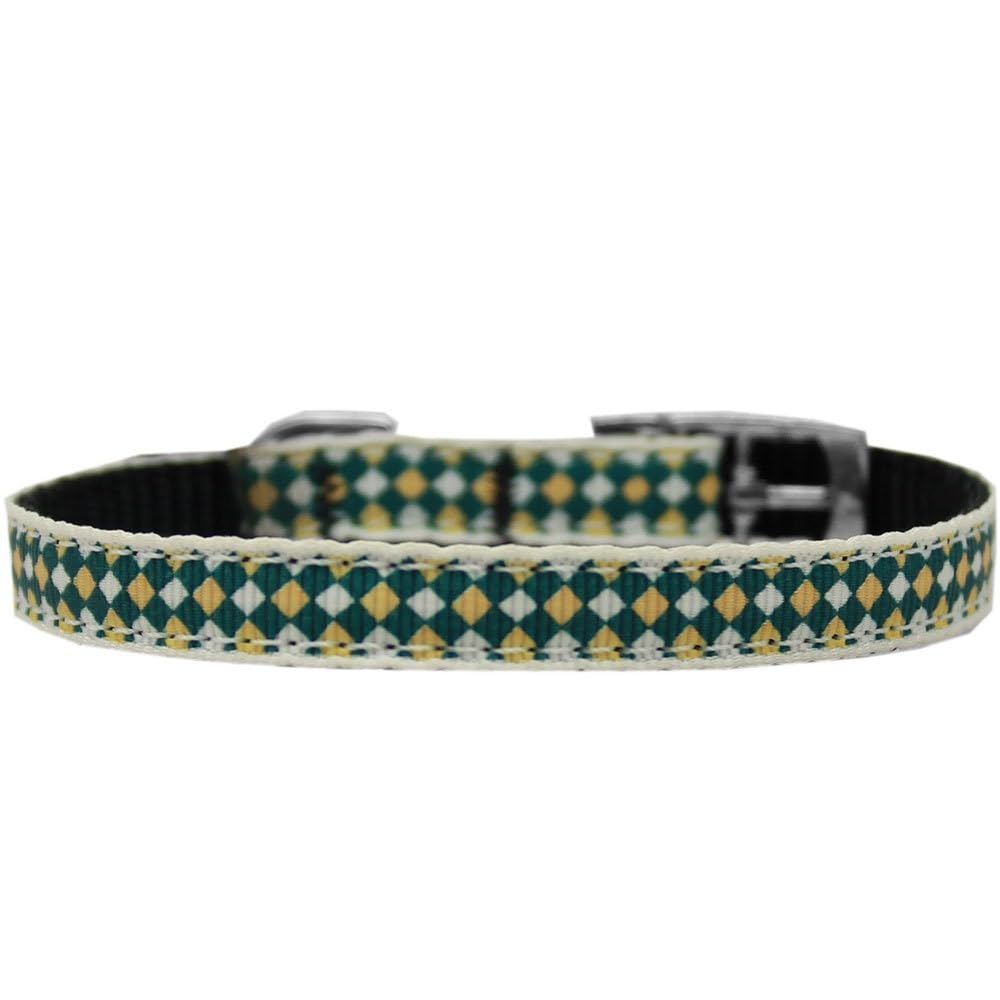 Pet Dog & Cat Nylon Collar or Leash, "Green Checkers" LG Collar