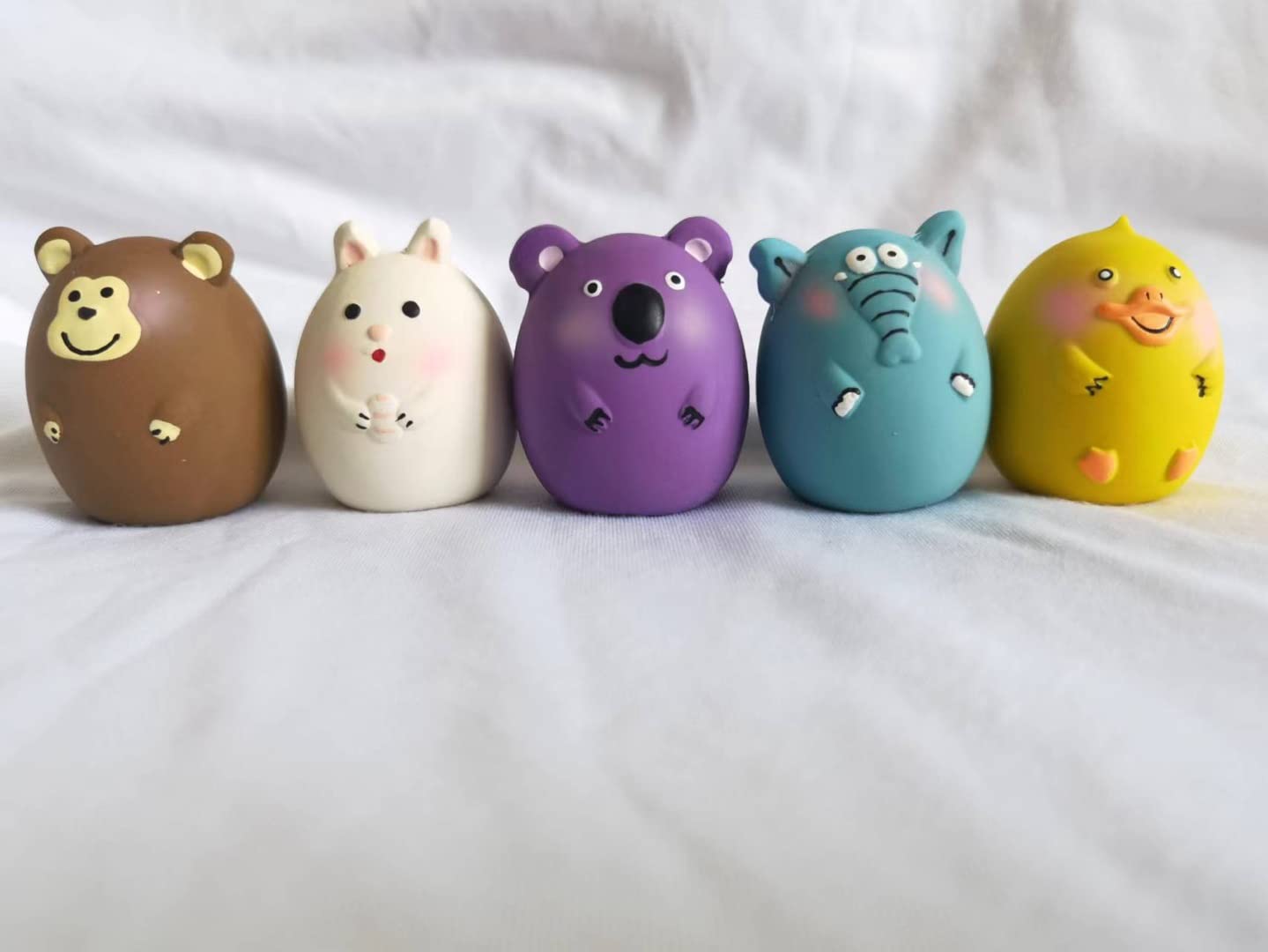 Jalousie 2.4 In Small Latex Dog Squeaky Toys Soft Rubber Dog Toys Puppy Chew Toy Squeaky Toy Fetch Play Animal Ball Toy For Puppy Small Medium Pets Dog (Animal 5 Pack - Small)