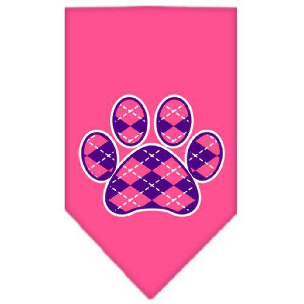 Mirage Pet Products Argyle Paw Purple Screen Print Bandana for Pets, Small, Light Pink