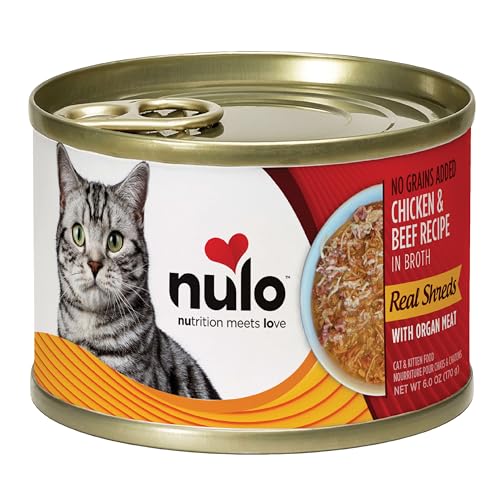 Nulo Real Shreds with Organ Meat Wet Canned Cat Food, Chicken & Beef, 6.0 Ounce, 8 Cans