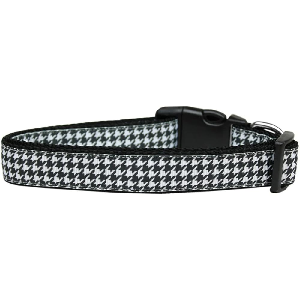 Pet Dog & Cat Nylon Collar or Leash, "Houndstooth Black" Cat Collar