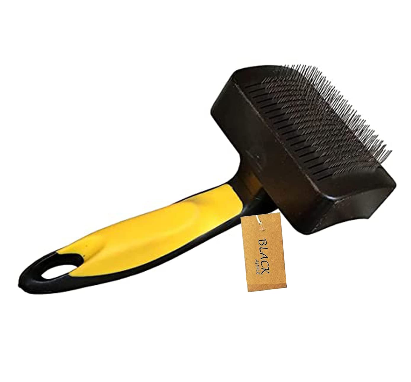 Black Apple Dog Grooming Plastic Auto Slicker Self Cleaning Hair Brush For Dogs & Puppies  Color May Vary