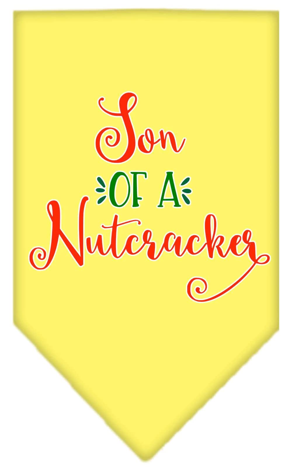 Christmas Pet and Dog Bandana Screen Printed, "Son Of A Nutcracker" Yellow Large