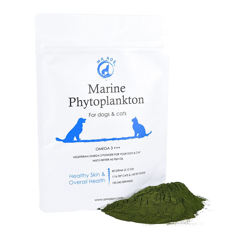 Mr Ros Marine Phytoplankton Natural Omega 3 Vegetarian Alga Powder for Dogs Shiny Coat, Joint and Brain Health