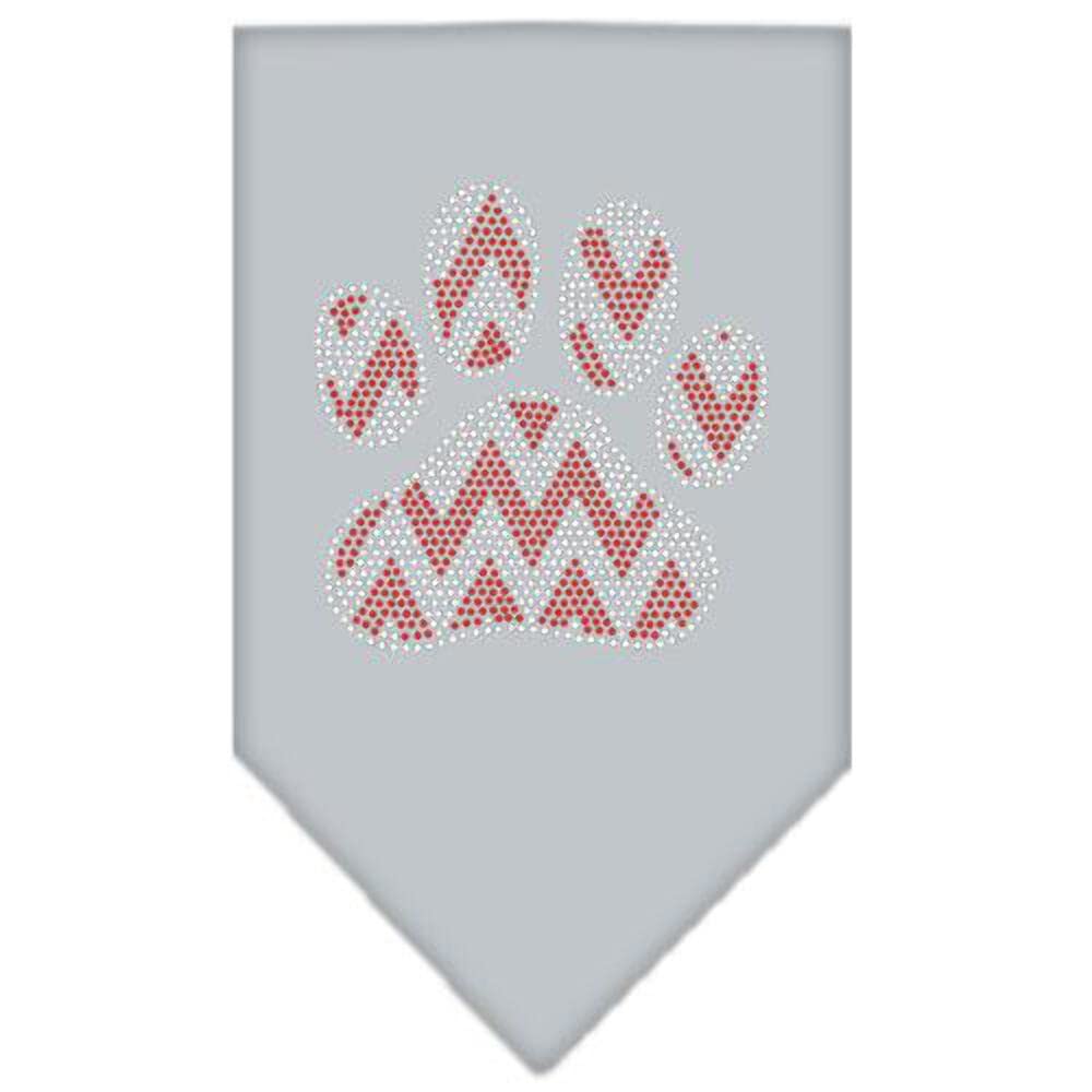 Christmas Pet and Dog Bandana Rhinestone, "Candy Cane Chevron Paw" Navy Blue Small