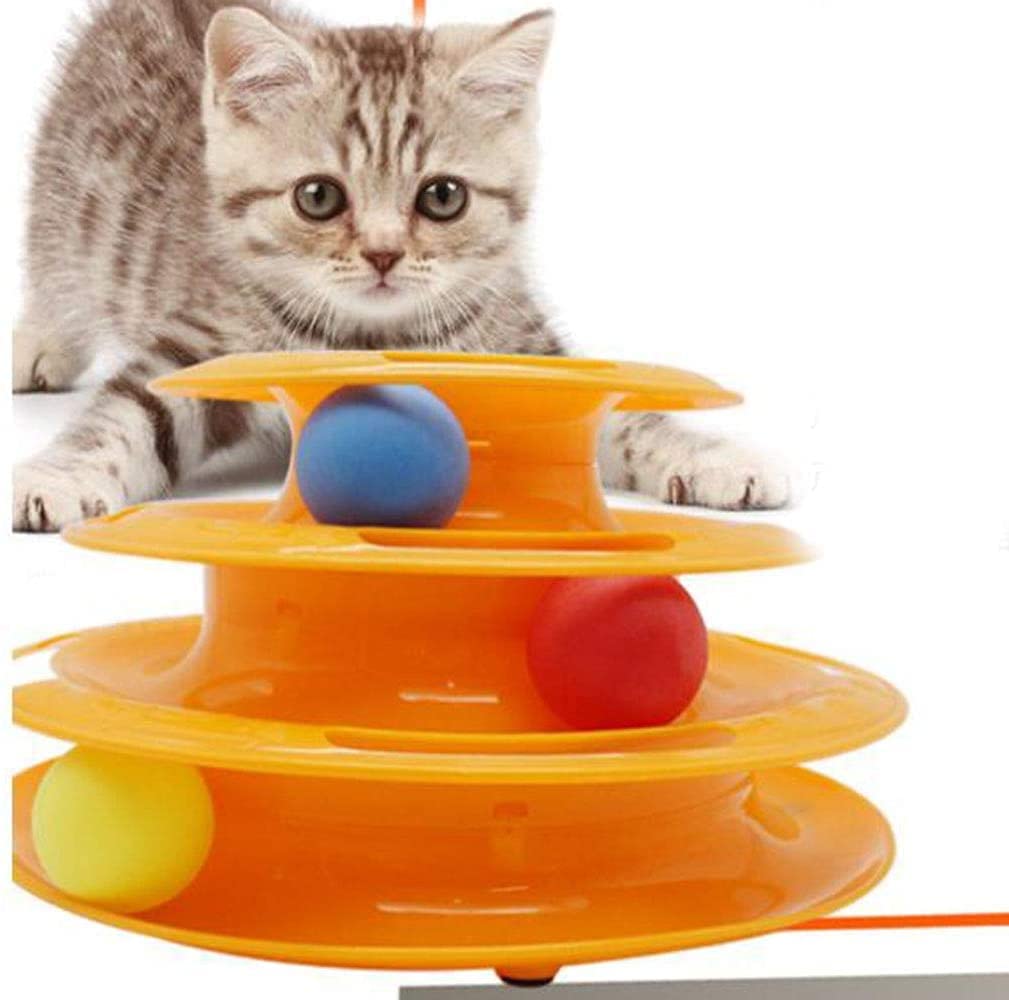 Rvpaws Cat Toys Tower Of Tracks Cat Toy Roller Cat Toy Tower Of Tracks 3 Level With Towers Tracks Roller Three Colorful Balls In