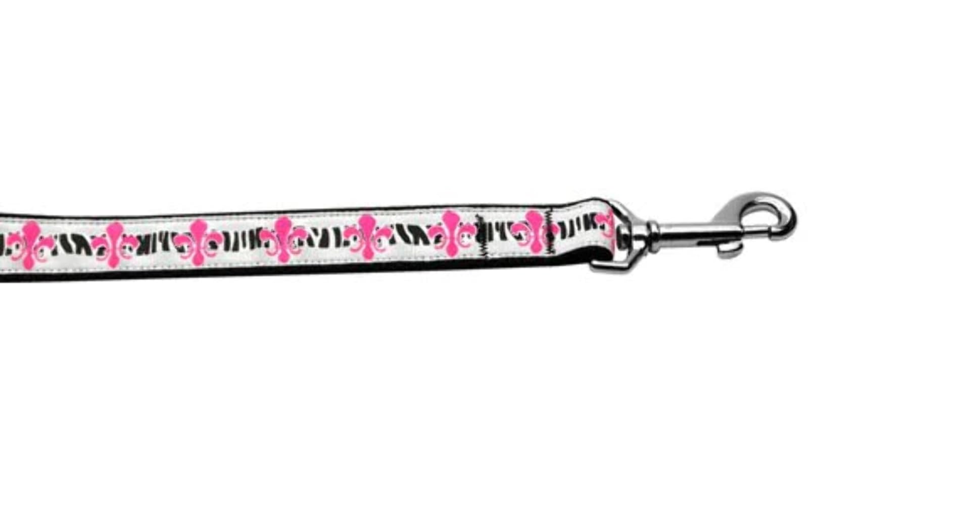 Pet Dog & Cat Nylon Collar or Leash, Pink Fleur De Lis 1" w x 4 ft. leash