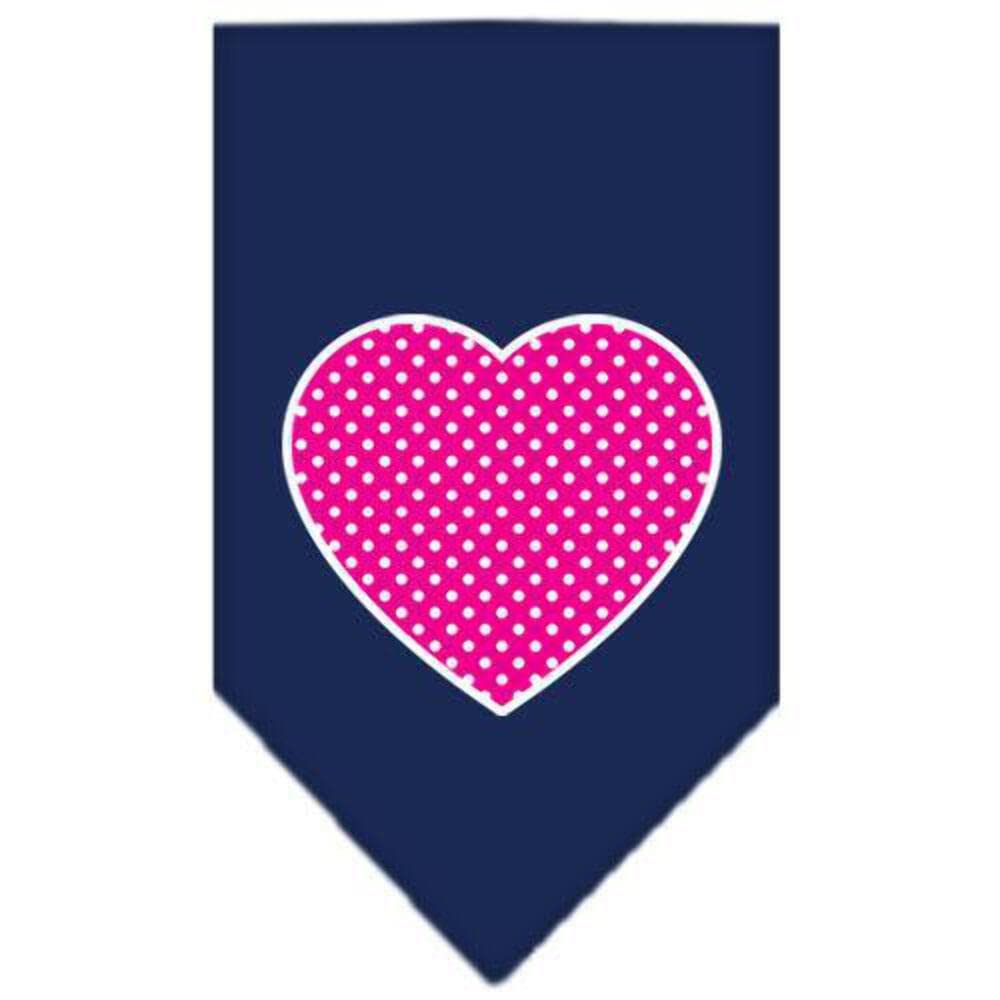Pet and Dog Bandana Screen Printed, Pink Swiss Dot Heart Emerald Green Large