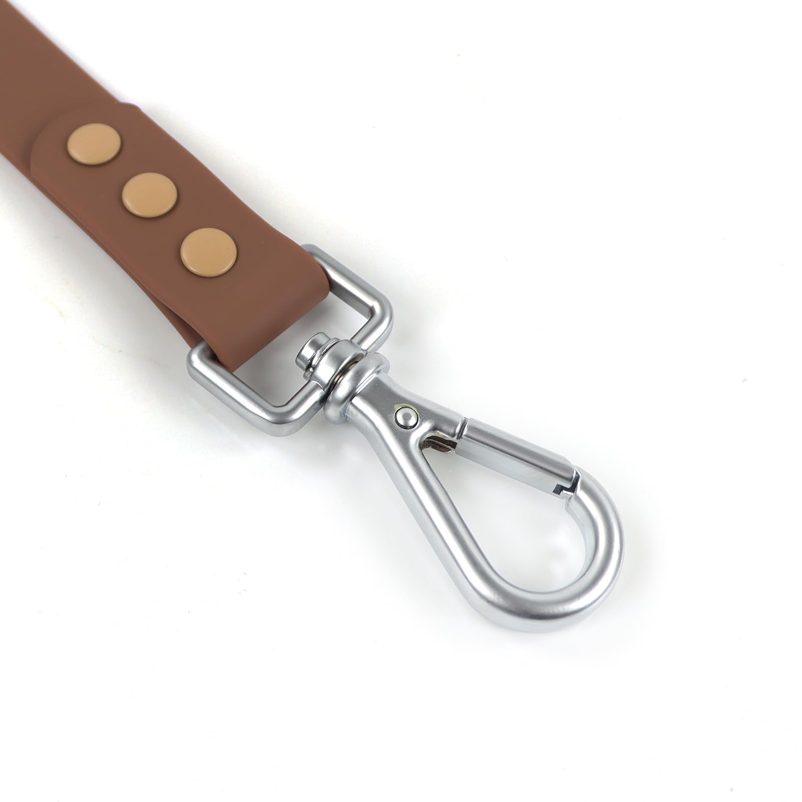 Wolfone Waterproof Dog Leash Carabiner Leash For Dogs Soft Handle Easy Care 5Ft*20Mm*2.5Mm Brown