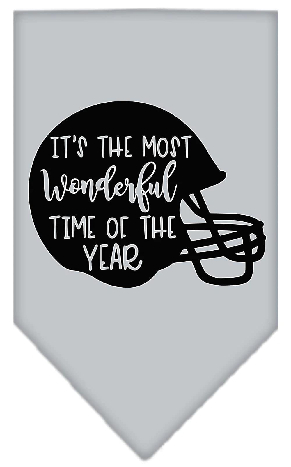 Pet and Dog Bandana Screen Printed, "It's The Most Wonderful Time Of The Year (Football)" Orange Large
