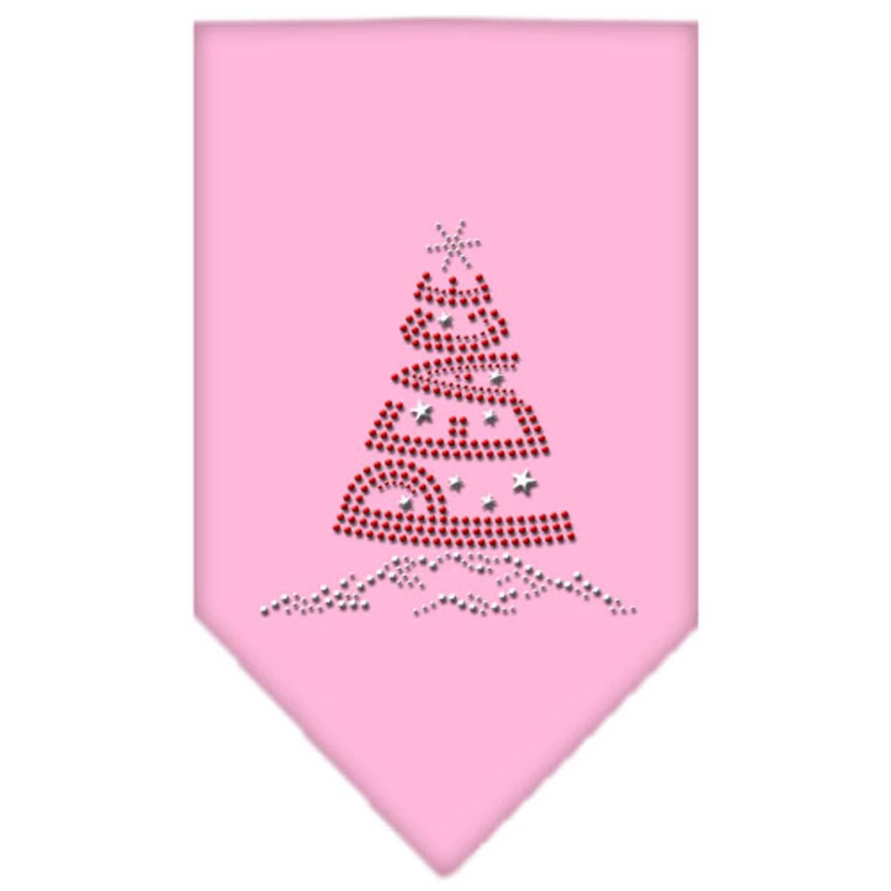 Christmas Pet and Dog Bandana Rhinestone, "Peace Tree" Light Pink Small