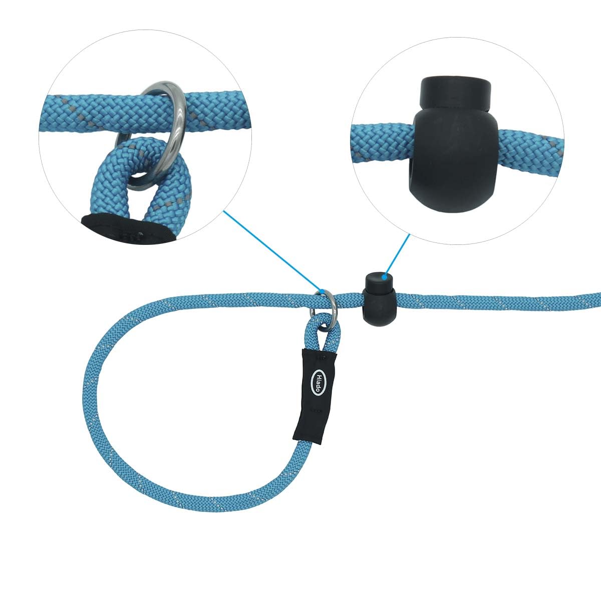 Hiado Slip Lead Dog Leash Reflective With Stopper Loop Rope Training No Pull For Small Medium Large Dogs 4Ft Skyblue