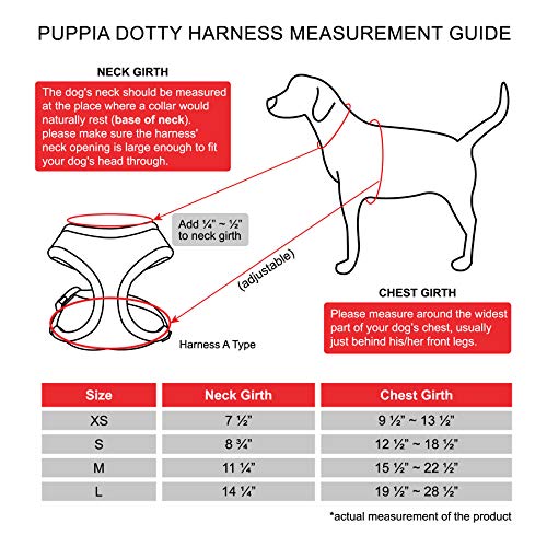 Puppia Dotty Dog Harness Over-The-Head No Pull No Choke Walking Training Adjustable for Small & Medium Dog, Large, Sky Blue
