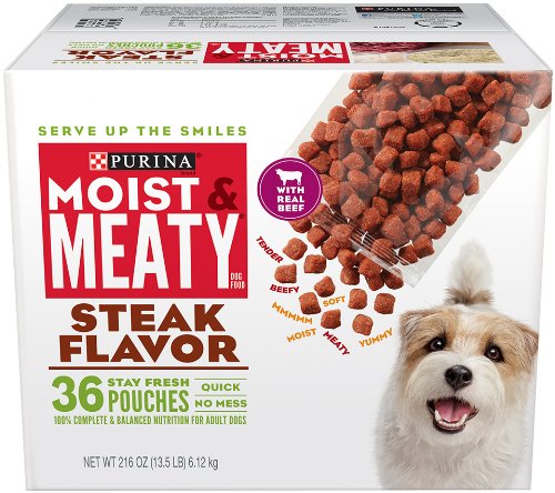 Purina Moist & Meaty Dog Food, Steak, 216 Ounce