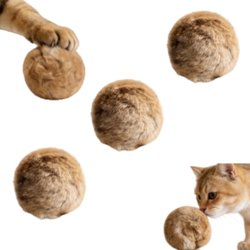 Godsdwares 3Pcs Rabbit Fur Cat Toy, Cat Balls, For Persian 3Pcs Soft Fluffy Catnip Pom Set For Indoor Felines