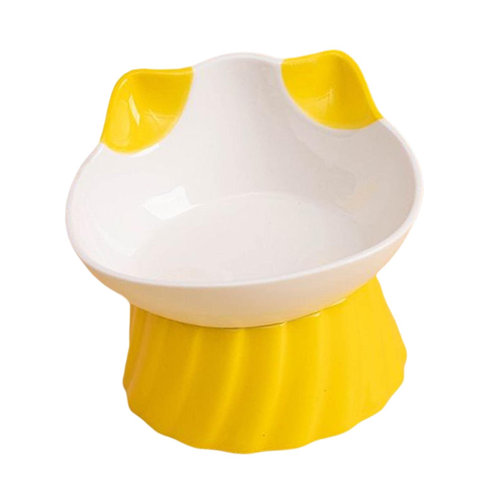 Atorse Cat Bowl Tilted Dispenser Anti Slip Raised Cat Dishes For Travel Puppy Yellow|Pet Supplies|Dog Supplies|Dishes Feeders &