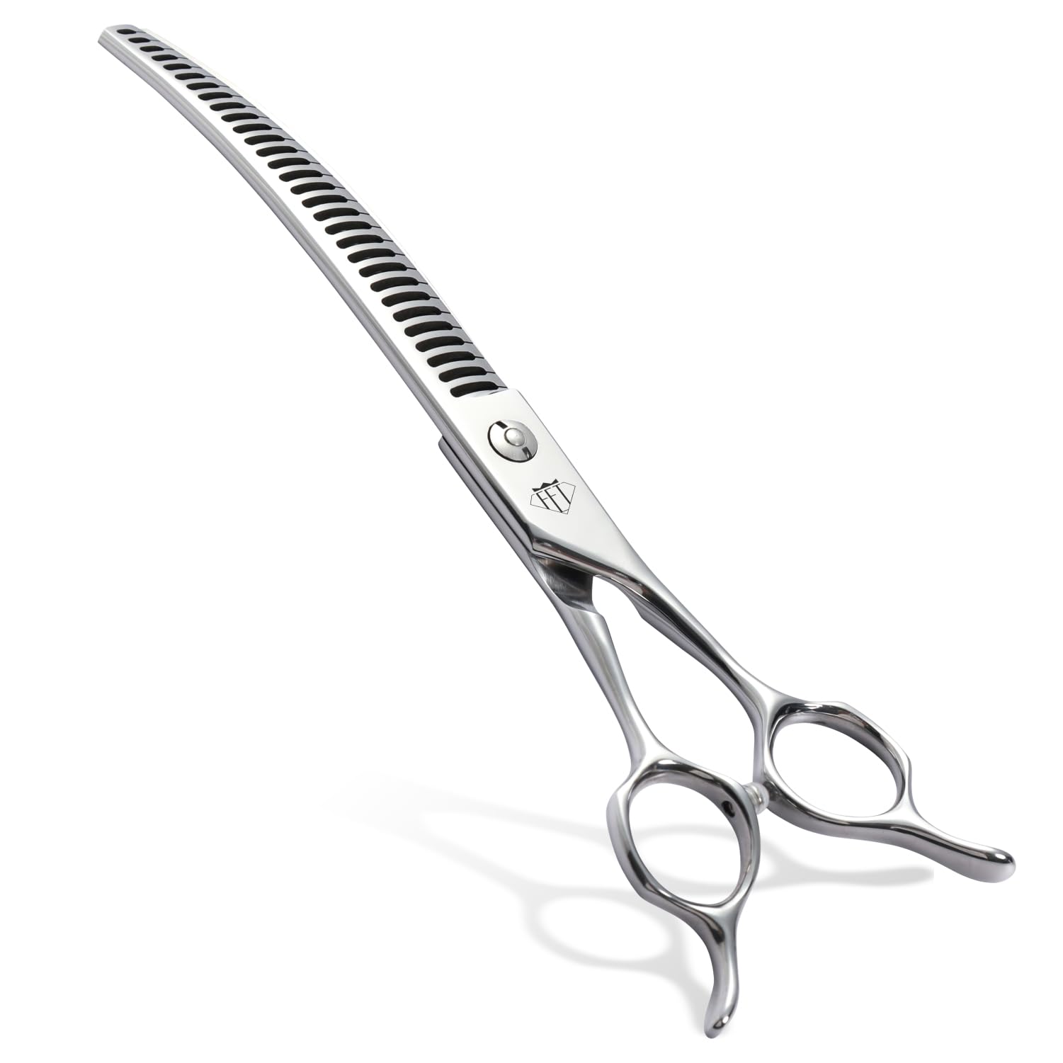 Fenice Totem Professional Dog Grooming Scissors, 85% Thinning Rate, 25 Curved Blade, Jp440C Steel, 7.0 Ergonomic Handle