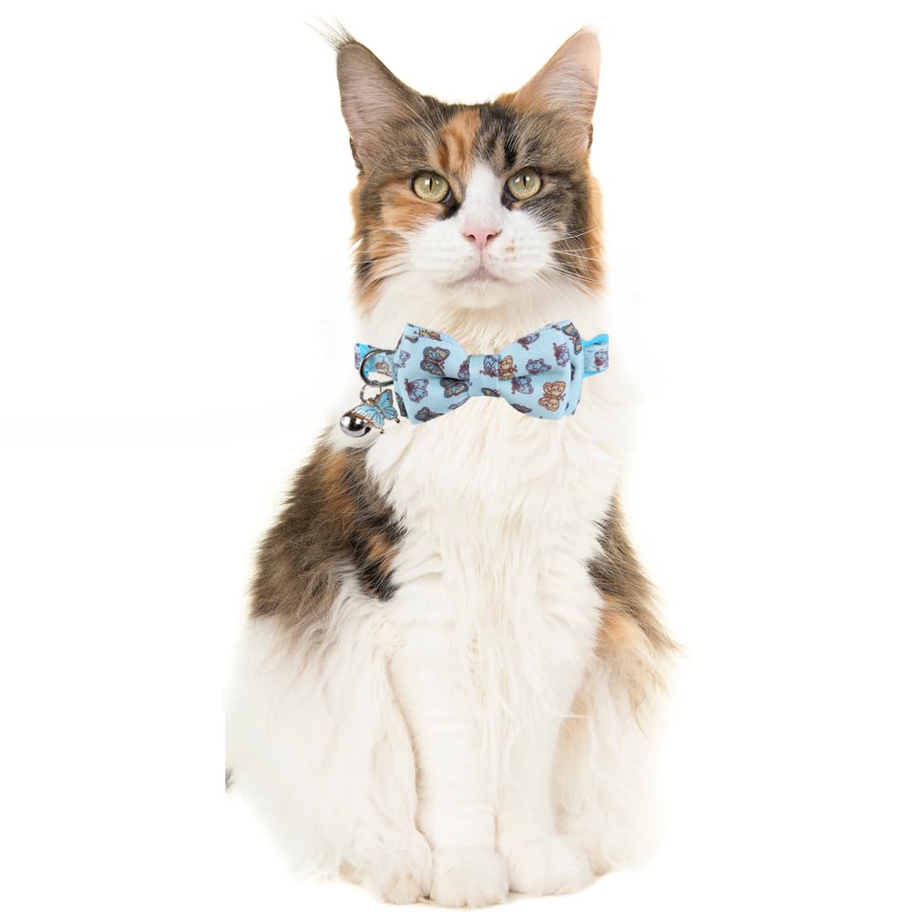 Cat Collar Breakaway With Cute Bow Tie And Bell Accessories For Kitty Adjustable Safety