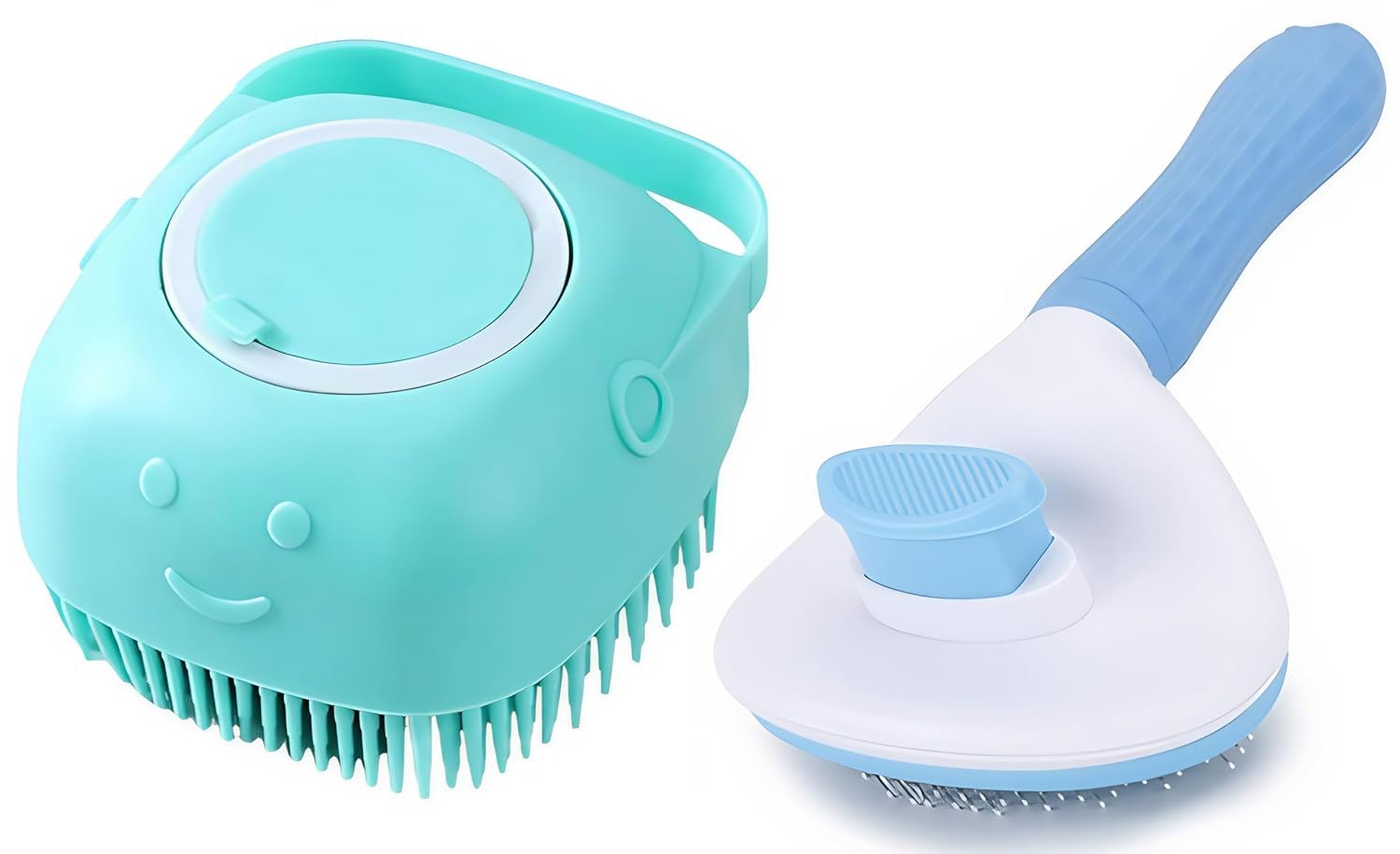 Kspups 2In1 Dog Bath Brush & SelfCleaning Slicker Comb With Shampoo Dispenser  Oval Grooming Tool For Shedding, Detangling &