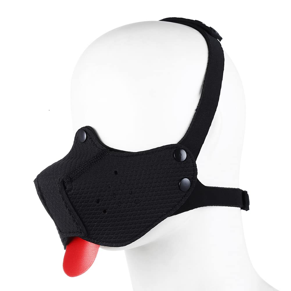 Neoprene Puppy Face Muzzle Dog Hood Mask Play Hoods Black