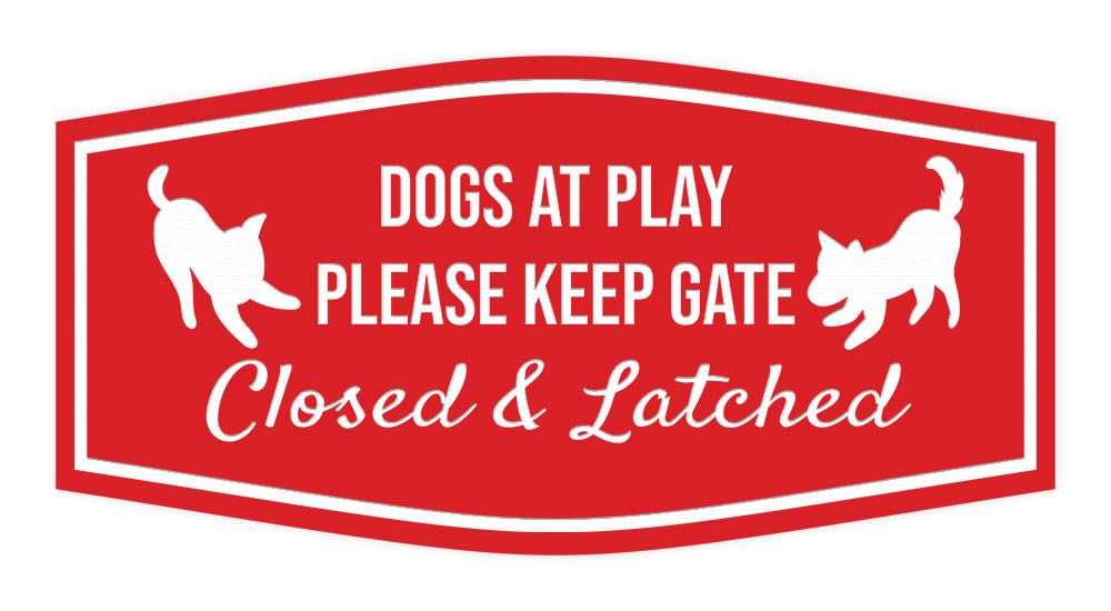 Motto Lita Fancy Paws, Dogs At Play Please Keep Gate Closed & Latched Sign (Red) - Small