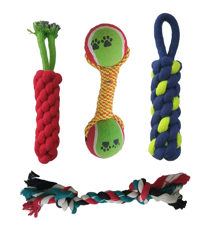 Dog Trust Puppy Chew Teething Rope Toys (Rope Toys Carrot+Dumble+Dummy+2 Knot)