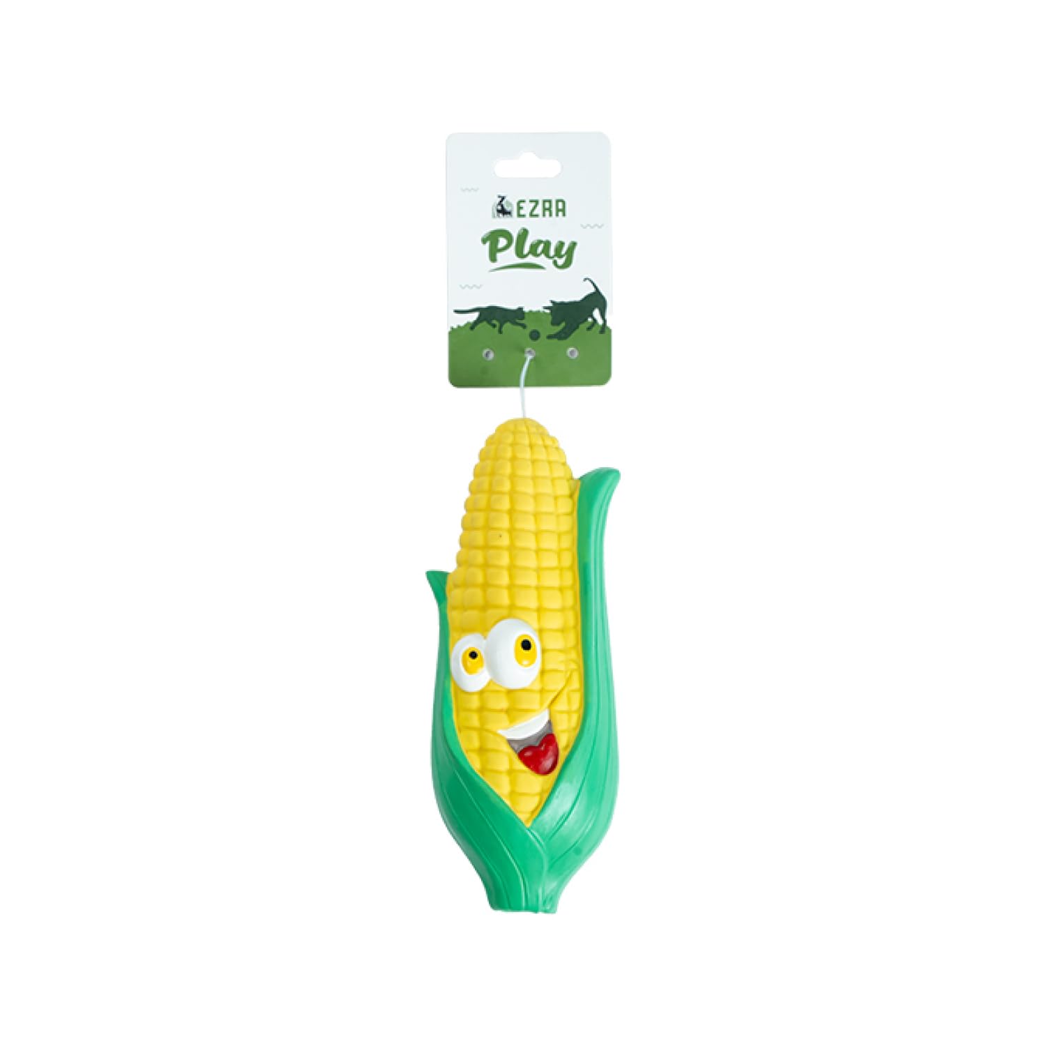 Ezra Play Latex Squeaky Smiley Corn Dog Toy | Durable NonToxic Latex Chew Toy For Dogs | Fun Interactive Play & Training Toy Fo