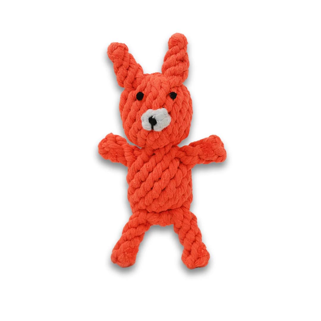 Chowabunga Freddie The Fox Dog Toy 7 Inch Tall Handmade Eco Cotton Rope Dog Toy Fox - Natural, Non-Toxic Dyes Dog Fox Toy for Sm