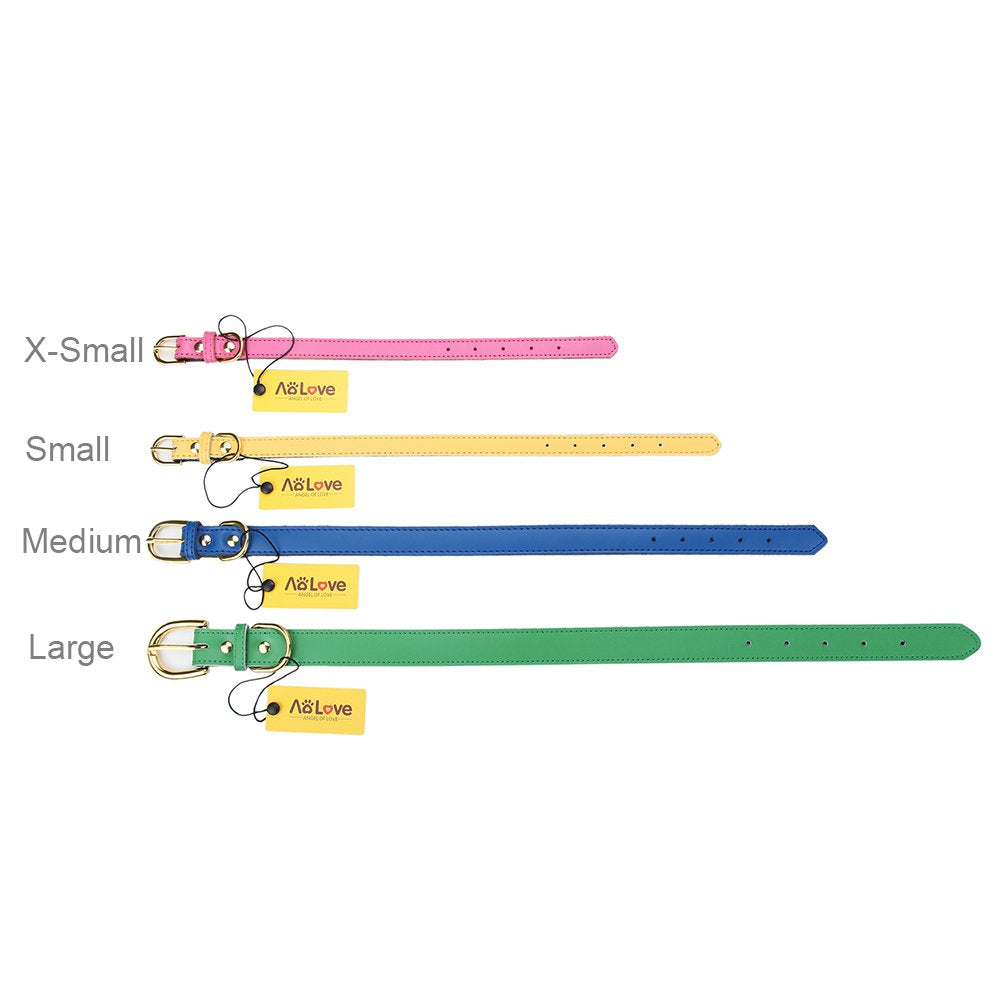 Aolove Basic Classic Padded Leather Pet Collars For Cats Puppy Small Medium Dogs (X-Small (Neck 8.0'-10'), Rose Red)