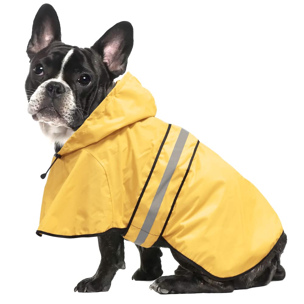 Ezierfy Raincoat Dogs - Waterproof Adjustable Pet Rain Coat Jacket, Lightweight Dog Hooded Rain Slicker Poncho With Reflective S