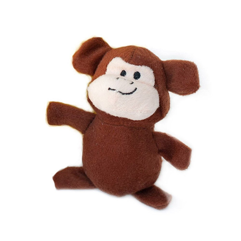 Zippypaws Burrow Replacement Miniz - Interactive Dog & Puppy Toys For Boredom, Stimulating Pet Products To Keep Them Busy, Plush Refills For Hide & Seek Puzzle, Squeaky Toy For Enrichment - Monkeys