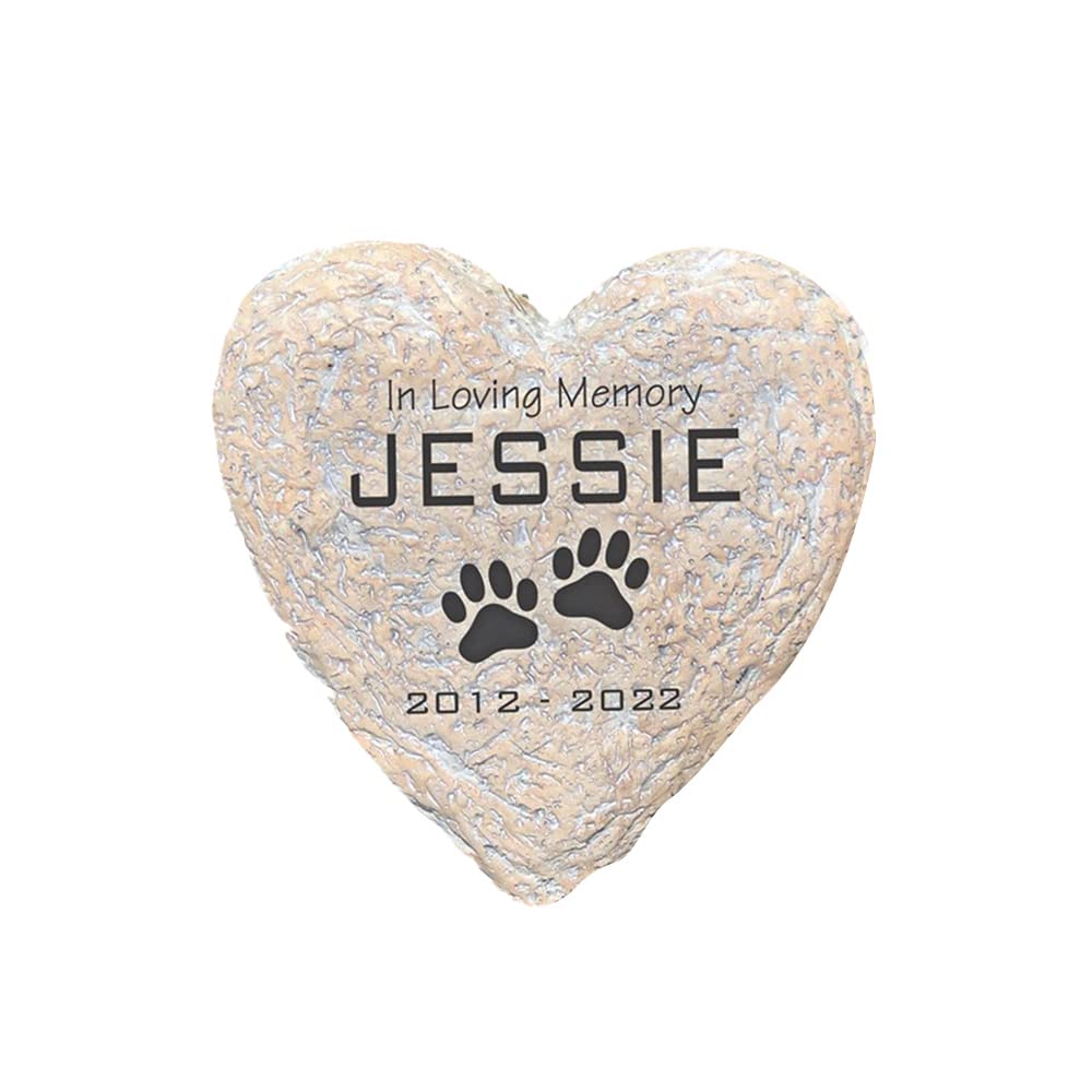 Giftsforyounow Engraved In Loving Memory Pet Memorial Garden Stone, 8.5 Inch Heart-Shaped, Durable, Waterproof, Temporary Grave 
