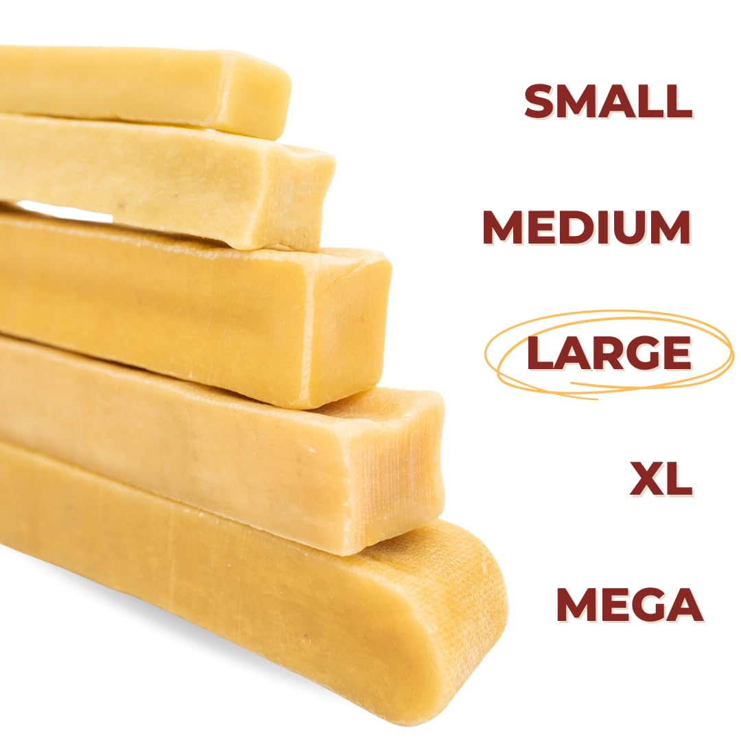 Bully Bunches Large Authentic Yak Cheese Himalayan Chews for Large Dogs & Heavy Chewers - All Natural Dog Treat Dental Chews, Ma