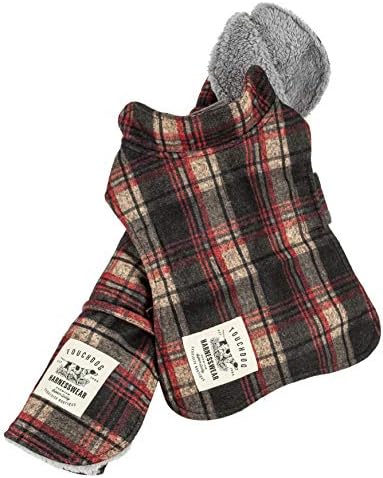 Touchdog  2In1 Tartan Plaided Dog Jacket With Matching Reversible Dog Mat, Red Plaid  Large